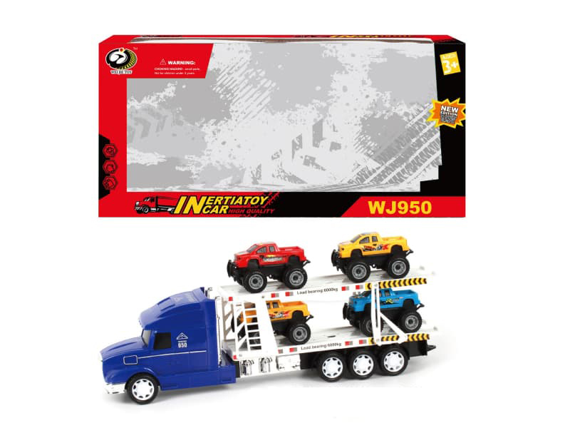 Friction Trailer With Four Pickup Trucks