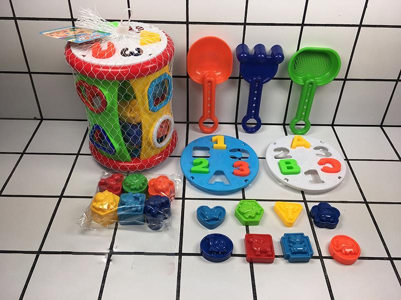 26PCS  Shape Cognitive Rolling Cylinder Building Blocks Beach Toy