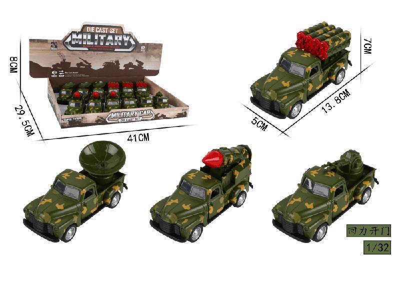 1:32 Pull Back Alloy Military Truck(Can Open The Doors)12PCS