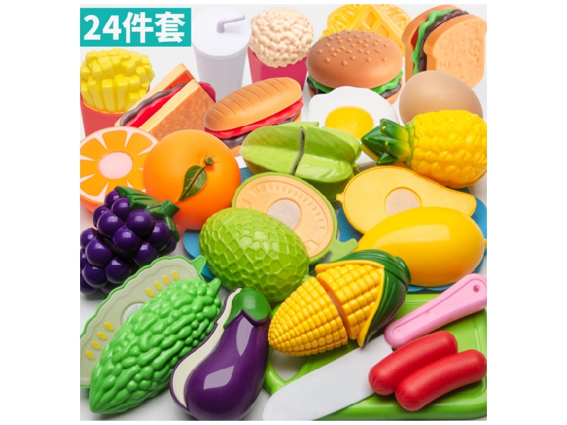 A 24-Piece Set Of Children'S Simulated Make-Or-Play Fruit And Vegetable Set By Cheqile