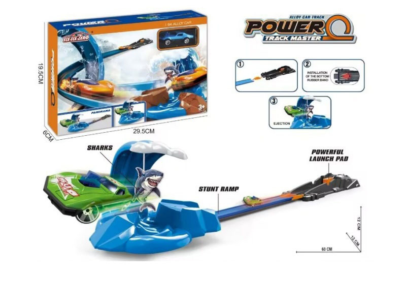 Alloy Catapult Shark Track Set (With 1 Golden Car)