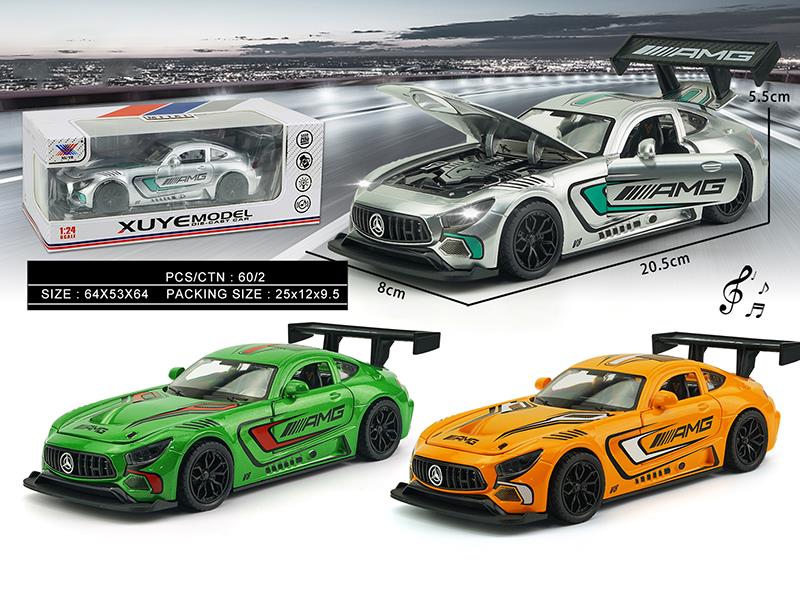 1:24 Mercedes-Benz AMG Pull Back Alloy Car Model(4 Doors Can Open, Lights And Music)1PCS