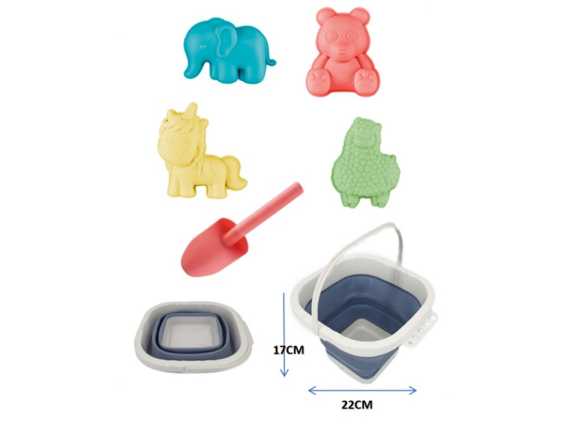 Fold Sand Bucket Beach Toys 6PCS