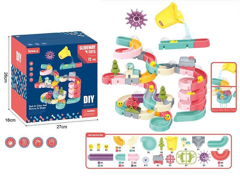 DIY Wall Sucking Slideway Toy 72pcs