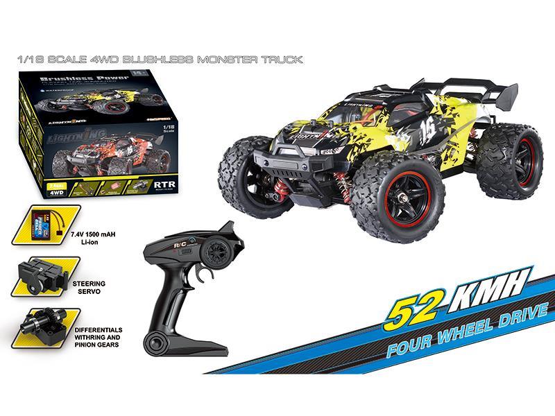 1:18 2.4G Remote Control 4WD Brushless High Speed Monster Truck