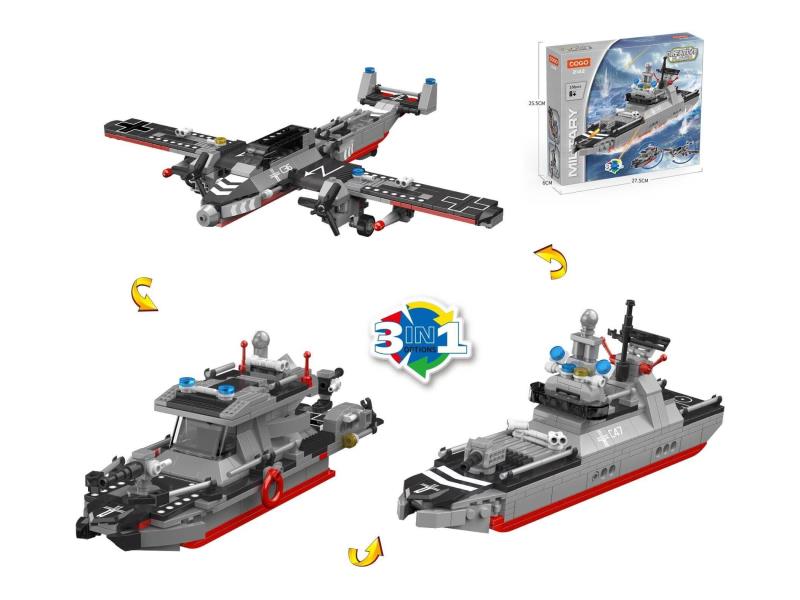 Puzzle Building Blocks/Small Pieces/Military 3 Transform Into 1/338Pcs