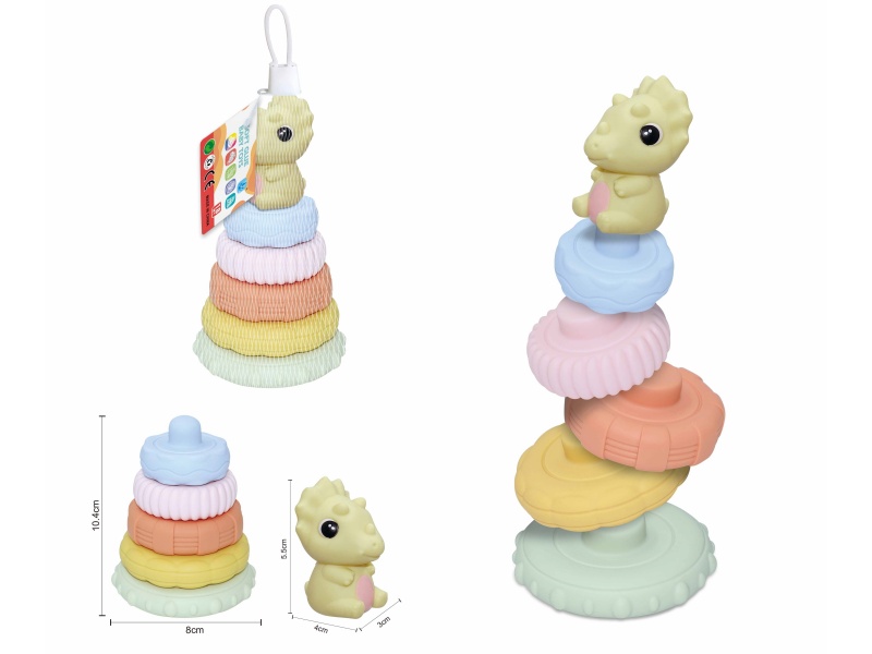 Soft Plastic Dinosaur Stacking Toy 6pcs