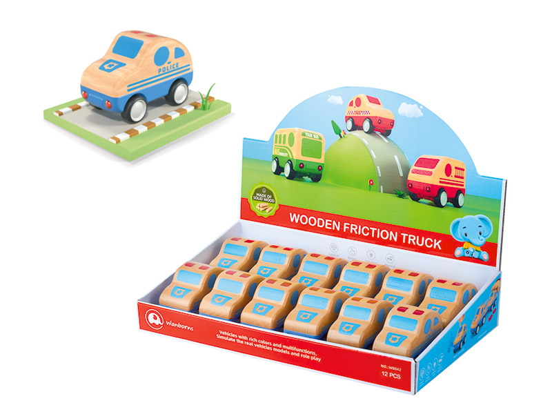 Wooden Mini Police Car With Music And Lights 12PCS/Box