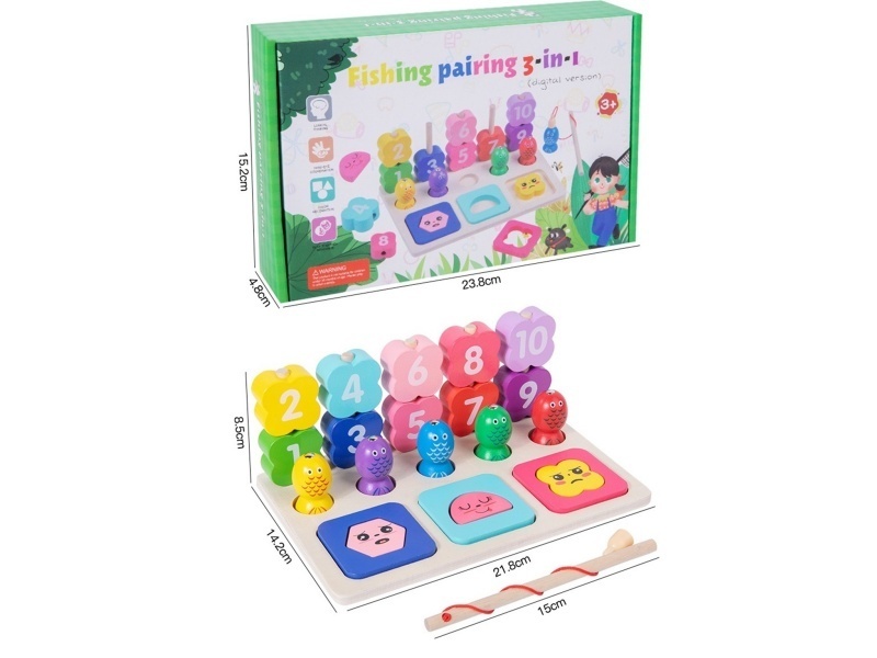 Wooden Fishing Matching Three-In-One (Numbers)