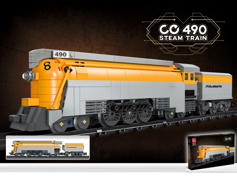 Building Blocks: Co 490 Steam Locomotive; Chinese-English Universal Box; 808 PCS