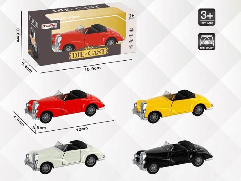 1:32 Pull Back Alloy Mercedes Convertible Vintage Car(Two Doors Can Opening)