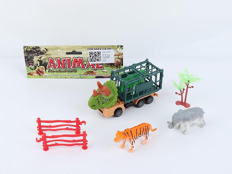 Pull Back Dinosaur Truck With Animal Set
