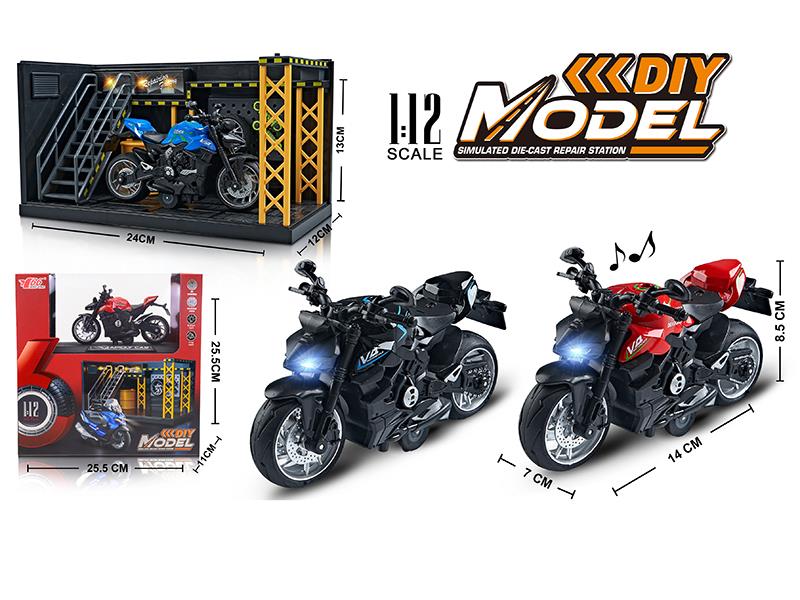 1:12 Pull Back Alloy Ducati Streetfighter Motorcycle With Lights And Music(Display Stand+Scene)