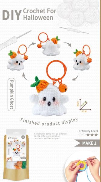Diy Crochet Halloween - Pumpkin Ghost Pendant