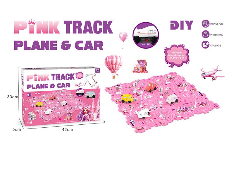 DIY Pink Theme Puzzle Track Car(28PCS)