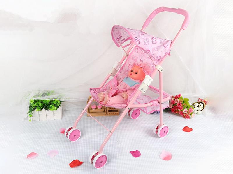 Iron Baby Stroller Toy + 12 Inch Doll