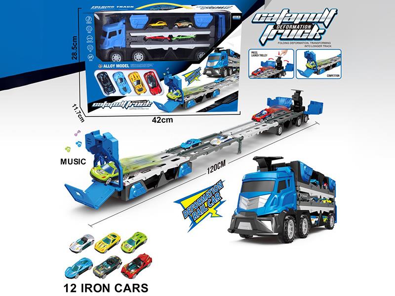 Ejection Ddeformation Rail Car With Music + 12 Iron Cars