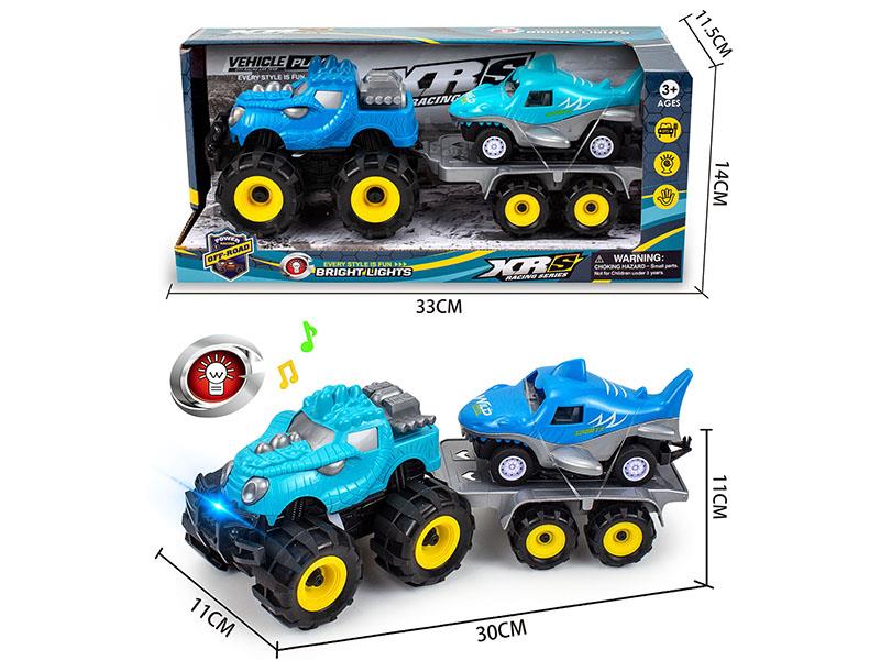 Friction Shark Off-Road Vehicle Trailer Set With Lights