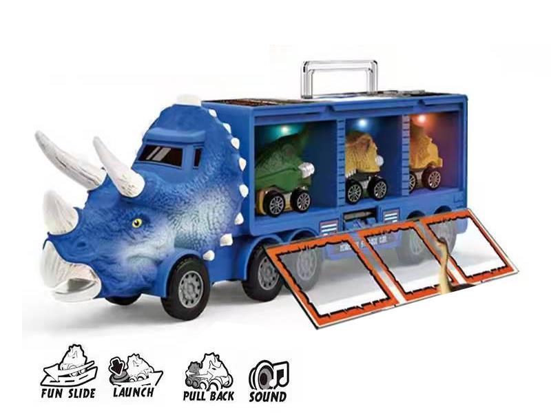 Dinosaur Storage Friction Car With Light And Music,3 Pull Back Car