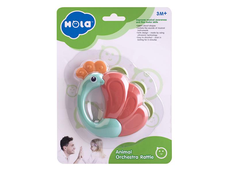 Animal Orchestra Baby Rattle - Peacock