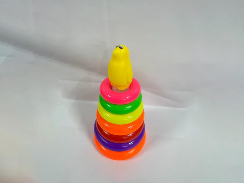 Penguin Rainbow Tower Jenga Ring 7 Layers