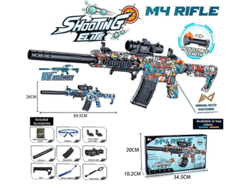 Large M4 Viper Rifle With Manual And Automatic Water Bullet Gun Diy Detachable Front And Rear Supports, Retractable Rear Support [Magazine Version]
