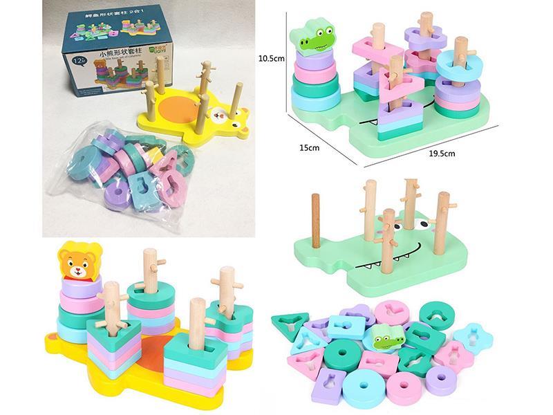 Wooden Animal Shape Columns Building Blocks