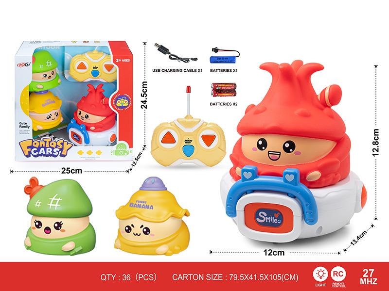 27Mhz 2-Channel Remote Control Fruit Car(With Lights) 1 Changing 3(Including Batteries)