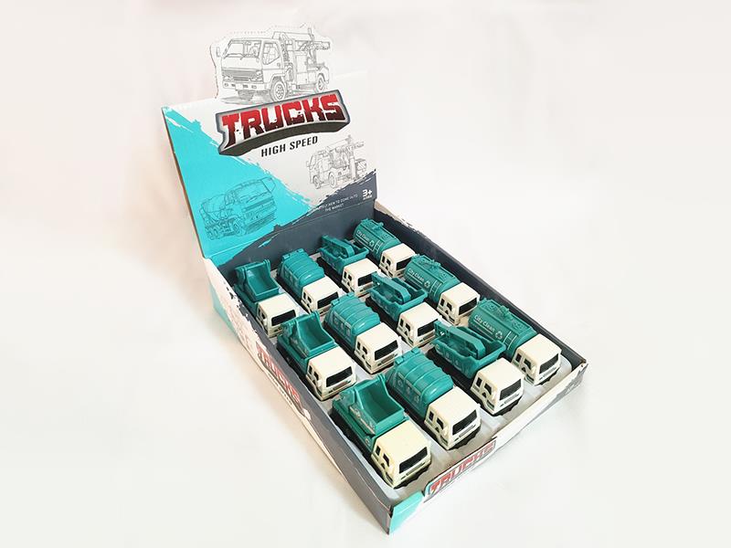 Pull Back Sanitation Trucks 12pcs