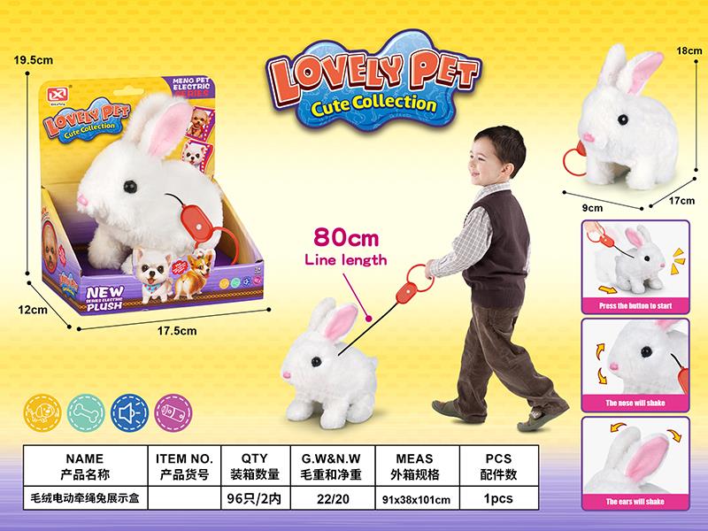 B/O Plush Rabbit With Pulling Rope