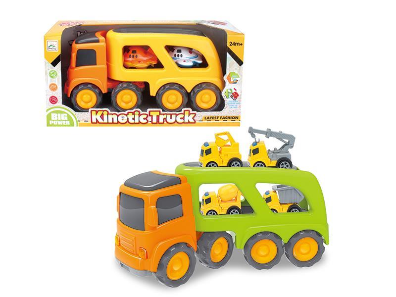 Friction Cartoon Trailer With 4 Slide Cartoon Engineering Truck