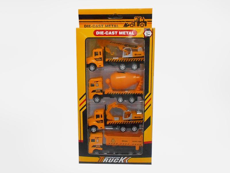 4PCS Pull Back Simulated Alloy Engineering Truck