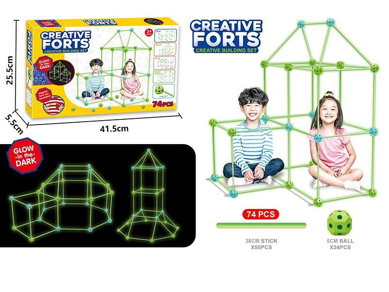 Creative Building Blocks Set 74pcs(Glow In The Dark)24 Ball + 50 Stick