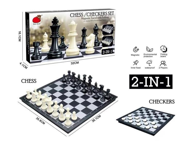 2-In-1 (Foldable Magnetic Chess/Draughts)