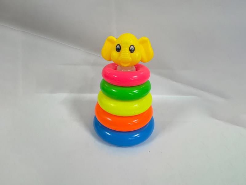 Baby Elephant Rainbow Tower Jenga Ring 5 Layers