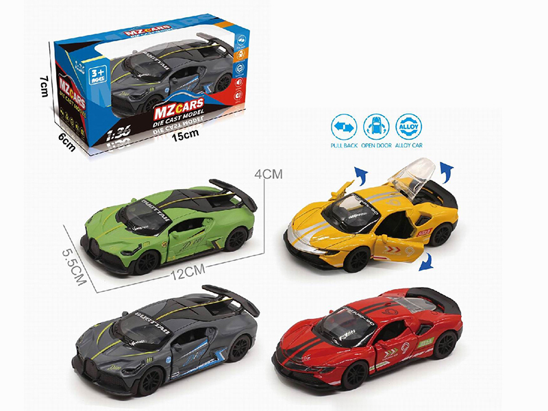 1:36 Pull Back Alloy Sports Car(3 Doors Can Open)