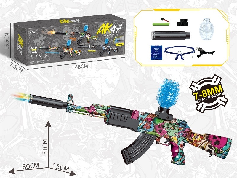 Great Ak47 Water Bomb Gun All Saints Skull (Colorful Light)