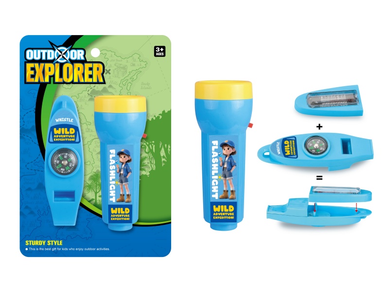 Flashlight + Compass Thermometer With Whistle