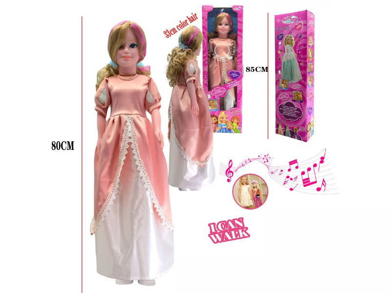 80cm Walking Princess Doll With Music(2xAG3 Batteries)