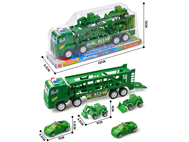 Friction Double Decker Tow Truck With Military Trucks