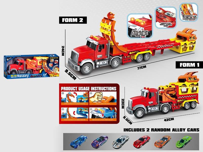 Friction Flodable Deform Track Storage Truck + 2 Alloy Cars