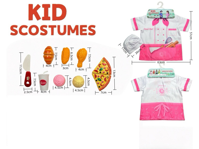 Diy Clothing Role-Playing Chef'S Uniform + 9-Piece Set (Thickened) Powder