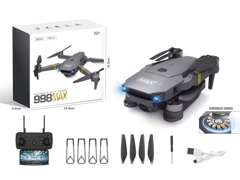 2.4G Remote Control Fold Drone With Dual Cameras(480P), Optical Flow, Brushless Motor
