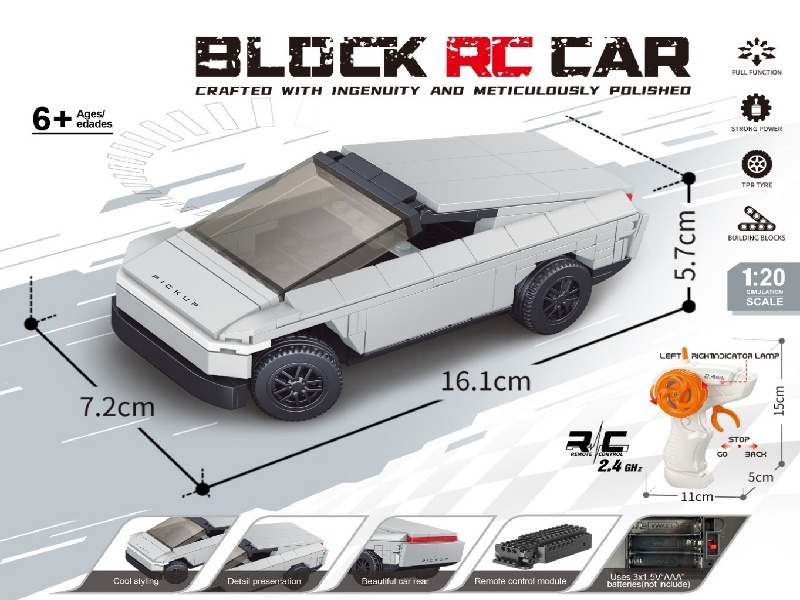1:20 Building block remote control car - Simulated Tesla (Number of blocks: 242 pieces) without power included