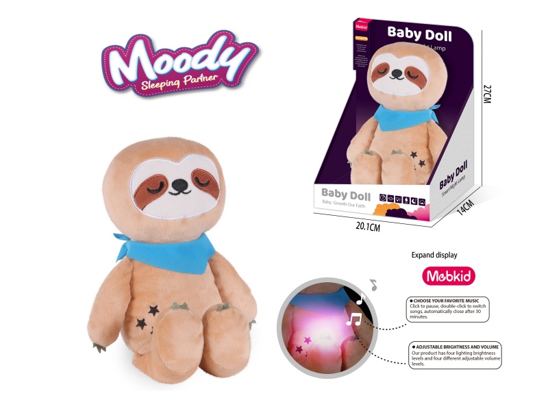 Smart Baby Plush Soothing Night Light (Sloth) Plush Animal 3.7V/300Mah Lithium Battery (Battery Pack), Tepy-C Interface, 5V-1A