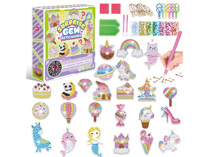 24Pcs Surprise Blind Box Keychain Series With Diamonds