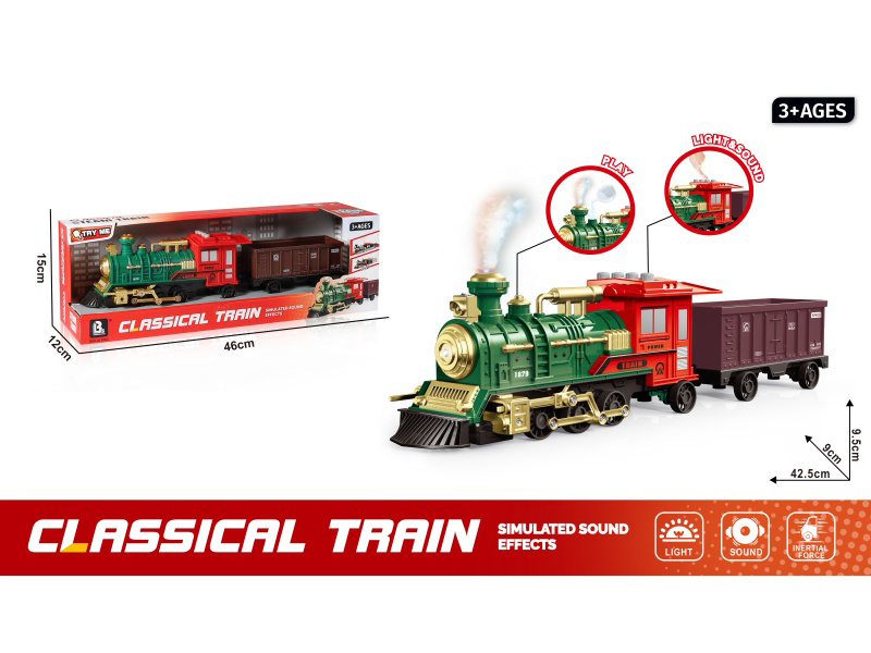 Sound And Light Inertial Steam Train - Green (Electricity Not Included: 4*Aa)