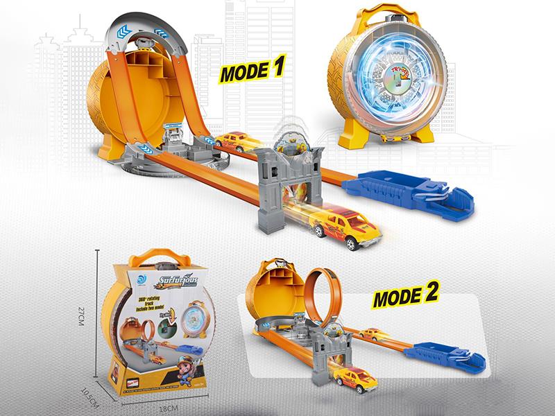 Alloy Car Track Hand-Held Storage Wheel Toy (Wheel With Lights, With 1 Car)