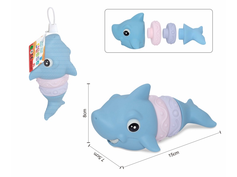 Soft Plastic Connects Animals Stacking Toy(Shark) 4pcs