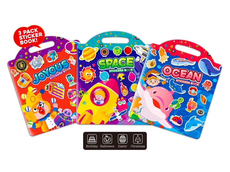 Jelly Sticker Book(Ocean/Space/Amusement Park)